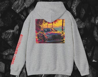 Vibrant Audi-Hoodie, Retro Car Sweatshirt, Automotive Gift, Streetwear Style, Perfect for Car Enthusiasts, Unisex Apparel