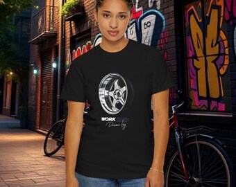 JDM Wheel Illustration T-Shirt  Work Hard Dream Big  Automotive Rim Graphic Tee  Car Enthusiast Streetwear