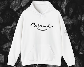 Miami Graphic Hoodie, Stylish Unisex Sweatshirt, Perfect for Beach Days, Casual Outings, Gifts for Friends, Spring Fashion