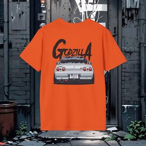 Godzilla GTR Car Enthusiast T-Shirt | JDM Graphic Tee | Unisex Softstyle Shirt | Anime Nerd Apparel | Gift for Retro Car Fans