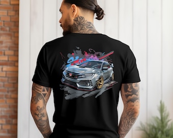 Civic Type R Garment-Dyed T-Shirt, Honda Car Enthusiast Tee, Unique Automotive Apparel, JDM Gift for Him, Unisex Streetwear Shirt