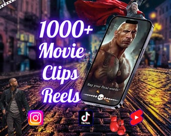 Oltre 1000 clip di film e serie sanguinose / video 4K con badge reel per TikTok, Instagram Reels, YouTube Shorts, contenuti emozionali, d'azione e virali