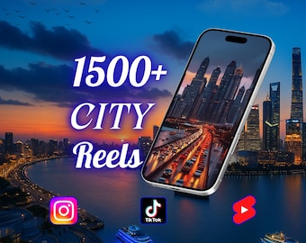 Oltre 1500 video di città in 4K / clip di estetica urbana per Instagram Reels, TikTok e YouTube Shorts / strade cittadine, luci, scene cinematografiche