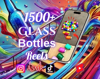 Pacchetto video ASMR con oltre 1500 bottiglie di vetro in 4K HD / Clip stock rilassanti e rilassanti per video virali modificabili, video Instagram, YouTube Shorts, TikTok