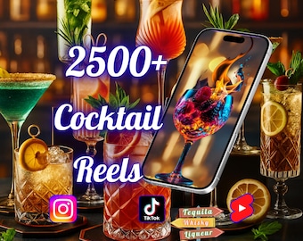 Oltre 2500 video di cocktail e mixologia: tutorial di drink in 4K senza volto per Instagram, TikTok e YouTube Shorts, baristi a domicilio, contenuti virali