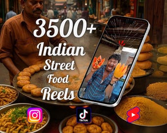Oltre 3500 video 4K di cibo di strada indiano / clip Chaat, Pani Puri, Samosa per Instagram, TikTok, cortometraggi di YouTube / cibo virale, snack, cucina