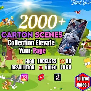 2000+ Viral Cartoon Scenes | 4K High Quality | Editable Viral Videos for Instagram, TikTok, and YouTube Shorts |Instant Delivery| Faceless |