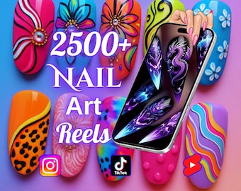 Oltre 2500 nail art, unghie in gel, unghie finte, video fai da te / clip HD 4K senza volto per social media, Instagram Reels, YouTube Shorts, TikTok