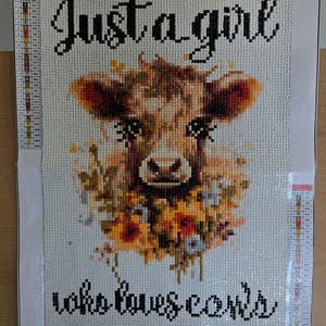 Finished Diamond Art &quot;Just a girl who loves cows&quot;/ Not Framed
