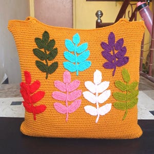 Einzigartige handgemachte häkeln Tote Bunte Blatt Motiv Umweltfreundliche ModeMeistverkaufte leichte Tasche für jeden Anlass, Boho Chic, stilvollen Strand