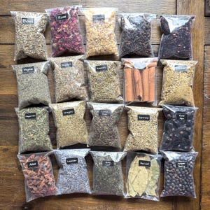 Herb Starter Kit for Witchcraft | 10/15/20 Beginner Herbs | Witch Ritual Kit | Metaphysical Spell Herbs | Labeled Pouches | Bulk Supplies