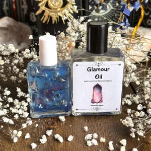 Glamour Oil | Beauty & Confidence Ritual Oil | Lily Scented | Crystal Infused | Herbal Shimmer Blend | 1oz or 2oz