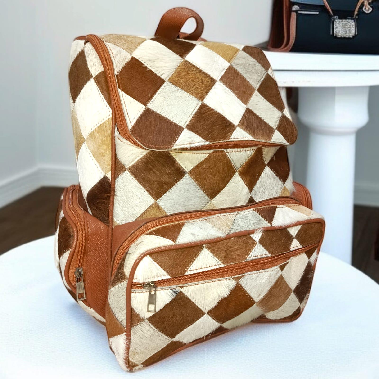 Cowhide Leather Backpack Western Patchwork - Casual Daypacks Travel Backpack? TR185-9110 Trinity Ranch Genuine Hair-On Cowhide Tooled  main image 3