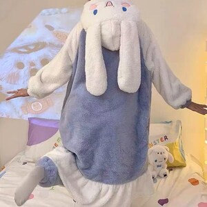 Handmade Cinnamoroll Cartoon pajamas, Cute Blue Design with Bunny Hoodie, Soft and Comfortable, Women’s Loungewear, Cosy Sleepwear, Gifts