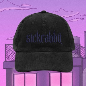 Embroidered Vintage Corduroy Cap, Skate Gear Hat, Streetwear, Sickrabbit Apparel, Hip Hop Fashion