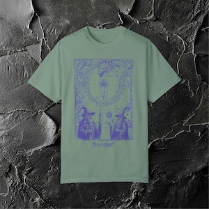 Mystic Wizard Fantasy T-Shirt – Sorcerer Graphic Tee, Magical Sword Dragon Shirt, Vintage Occult Aesthetic, Unisex Witchcore Streetwear