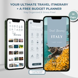Editable Travel Itinerary Template: Mobile Vacation Planner (Digital Download)