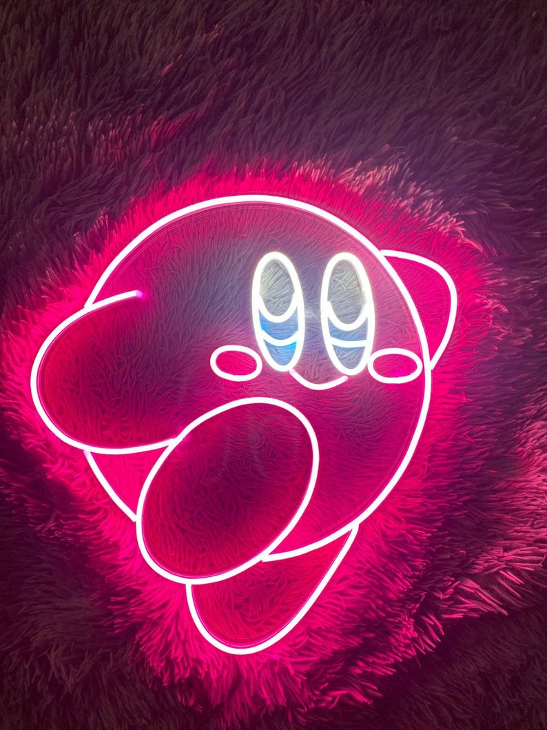 Kirby Sign Neon Like LED Anime Neon Sign Gaming Wall Night - Etsy