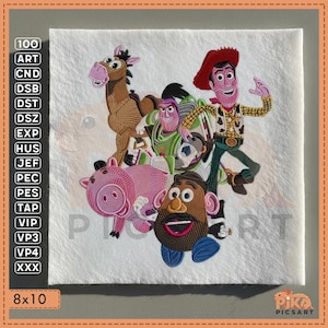 Toy Story Embroidery Design: Woody, Buzz, Hamm (8x10" Digital File)