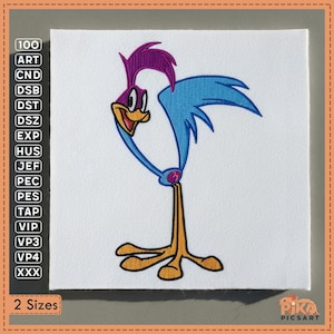 Diseño de bordado del Correcaminos, dibujo animado clásico (descarga digital)