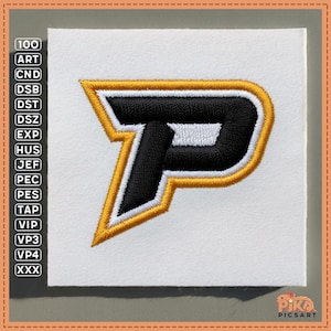 Stylized Letter P 3D Puff Embroidery Design, Digital Downloads Varsity 3D Puff Embroidery Design For Patch, Hat Embroidery Design