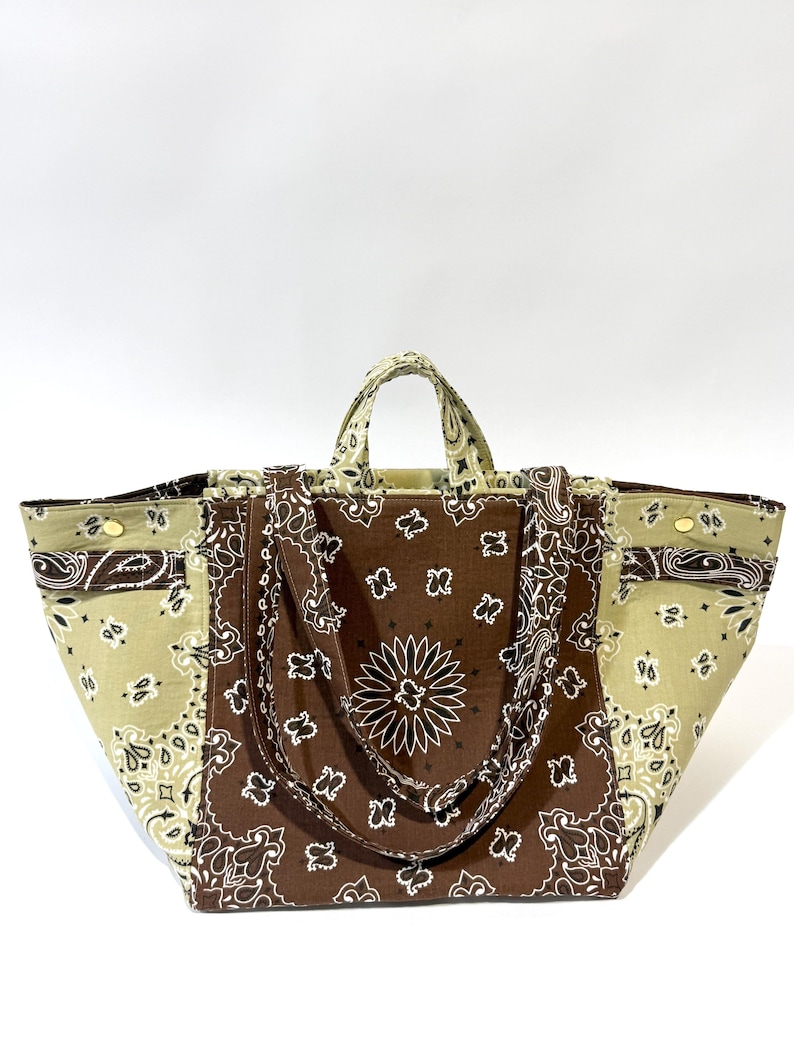 Bolso grande hecho a mano - Bolso tipo pañuelo - Bolso de tela extragrande para el trabajo, viajes, escuela y compras imagen 5