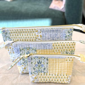 Quilted Toiletry Zipper Pouch | Small Cosmetic Organization | Travel Organizer | Custom Handmade Bags