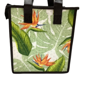 Small Insulated Hot or Cold Reuseable Hawaiian Print Bag Bird of Paradise