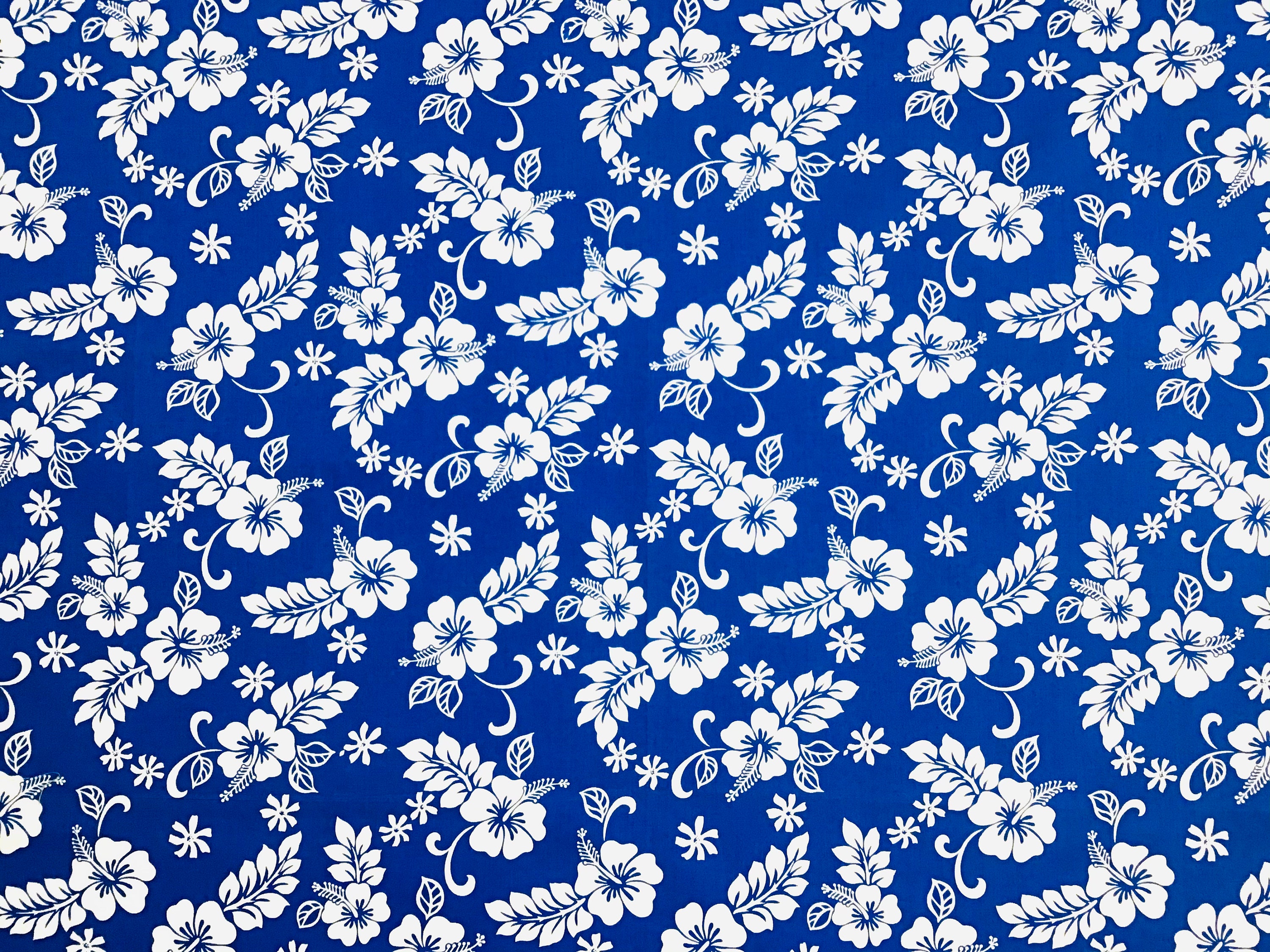 1点物⭕️お安く!◎Custom hawaiian fabric◎NR2◎9.7 Blue Classic Hawaiian Print Fabric 100% Cotton Sold by the