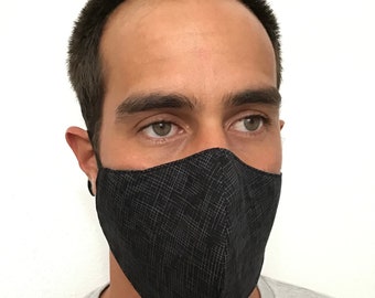 Adjustable Black Weave Reusable Face Mask (triple lined) One Size fits All
