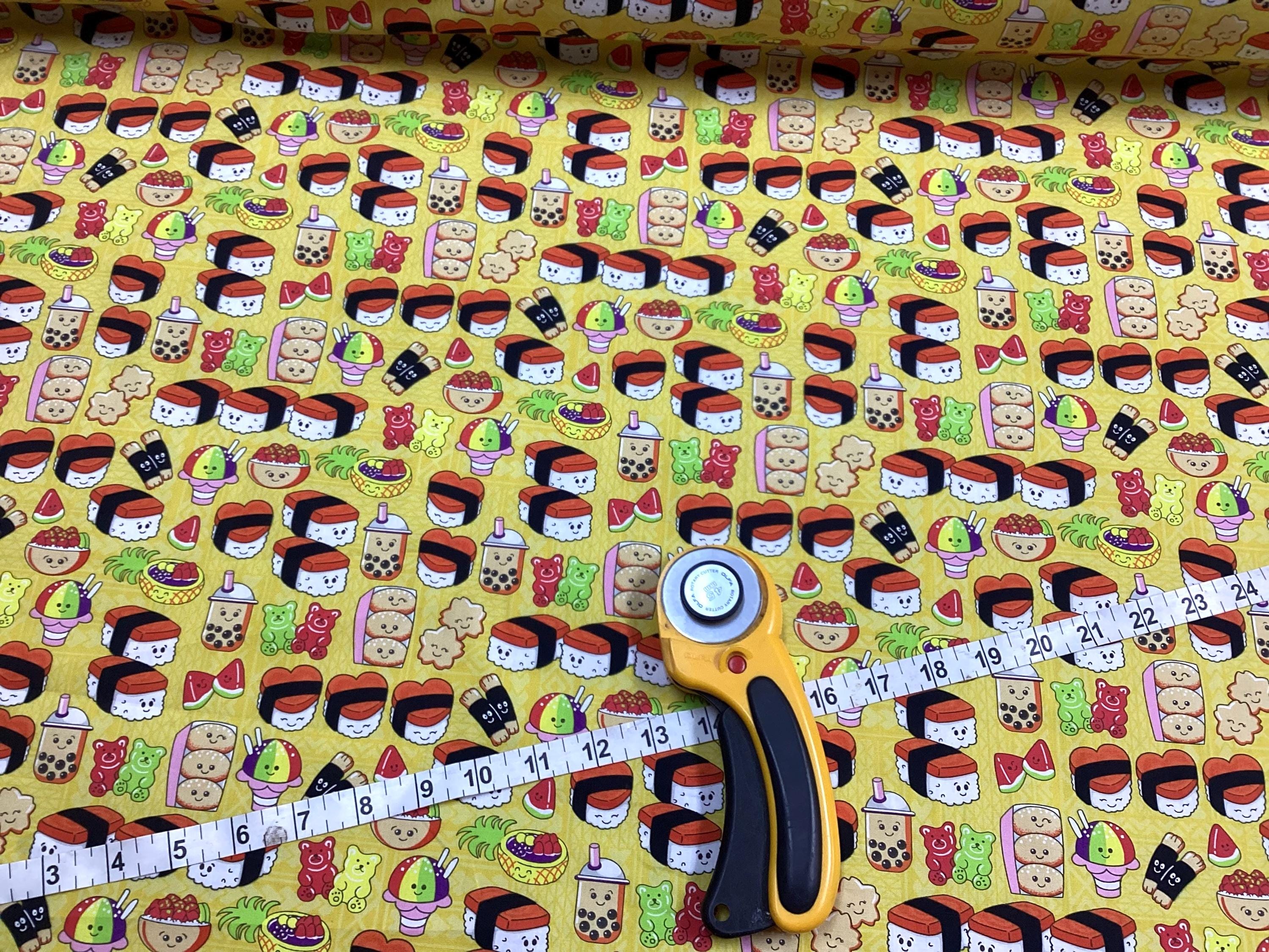 SALE Yellow Hawaiian Print Fabric Poly-cotton (yardage