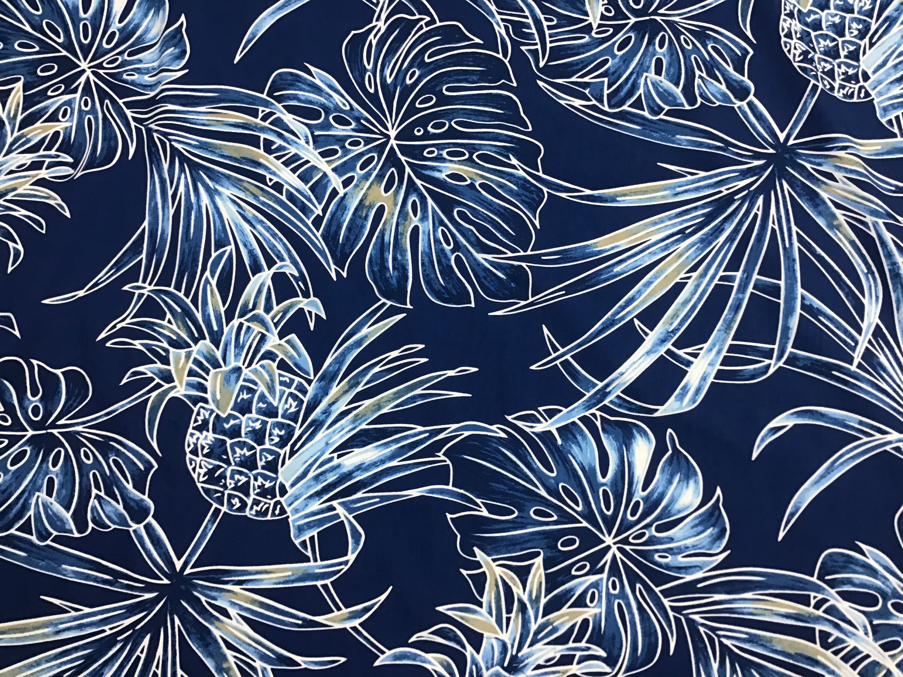 Blue Tropical Hawaiian Print Fabric in Cotton Yardage Etsy
