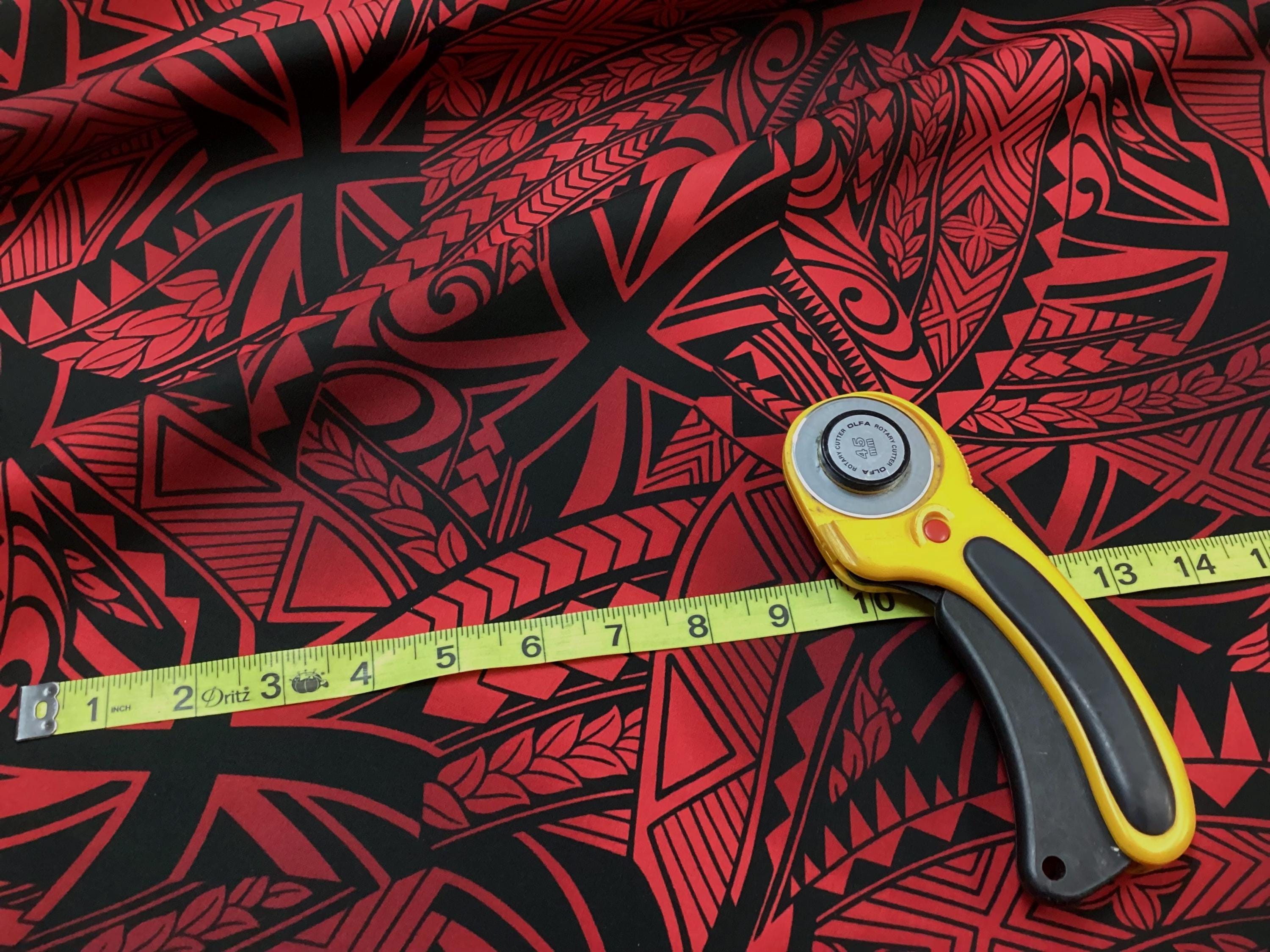 Red Hawaiian Tribal 100% Cotton Hawaiian Print Fabric Sold by the