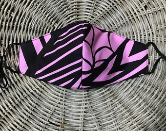 Pink Tribal Hawaiian Print Face Mask Reversible Adjustable