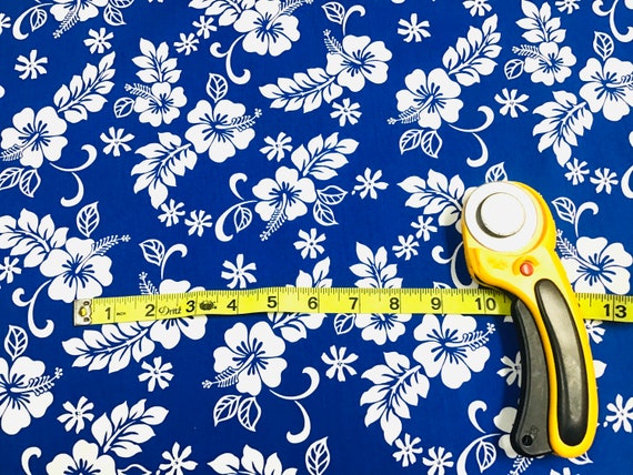 Blue Classic Hawaiian Print Fabric 100% Cotton Sold by the