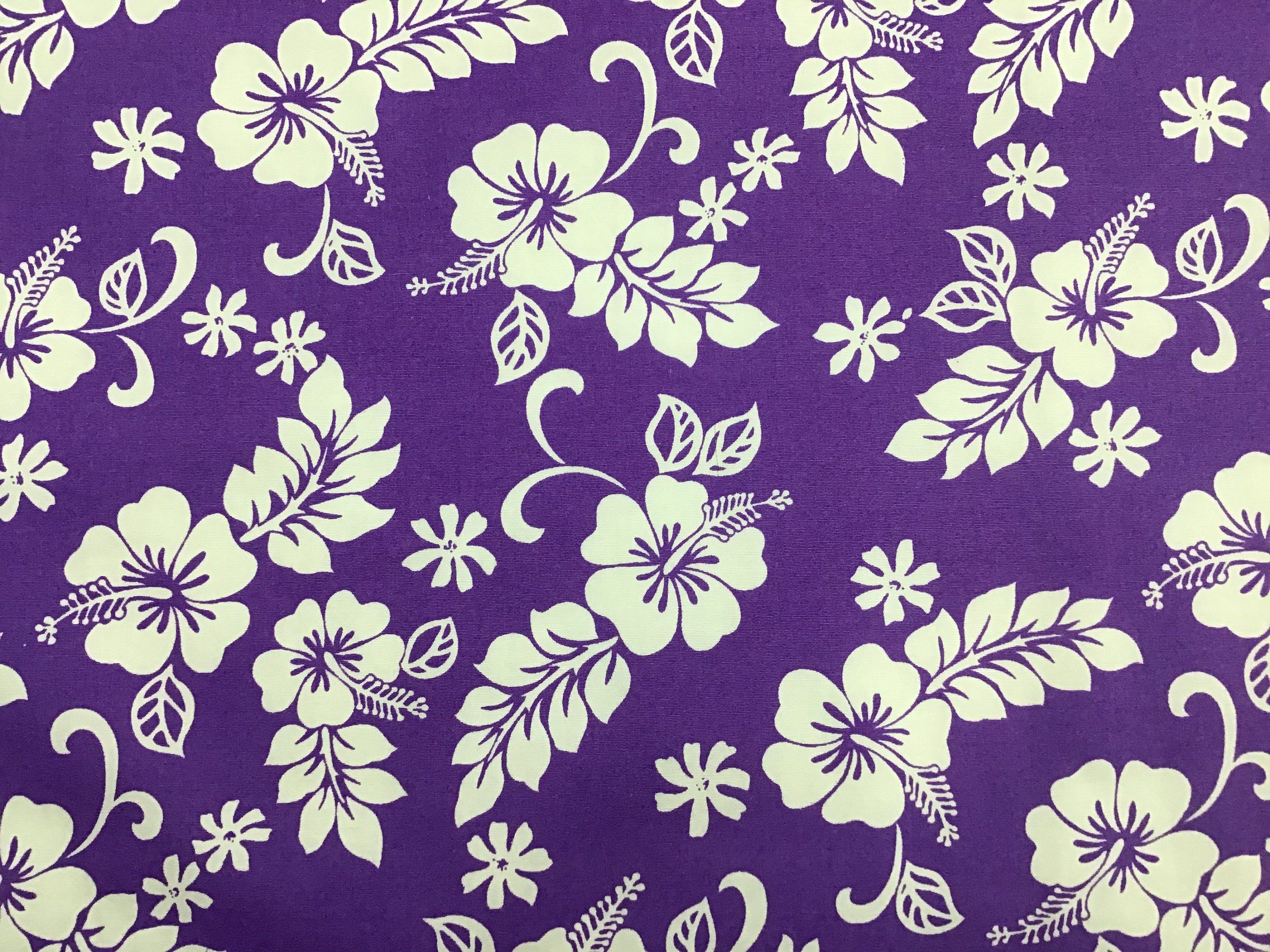 Purple Classic Hawaiian Print Fabric 100% Cotton Sold by the Yard