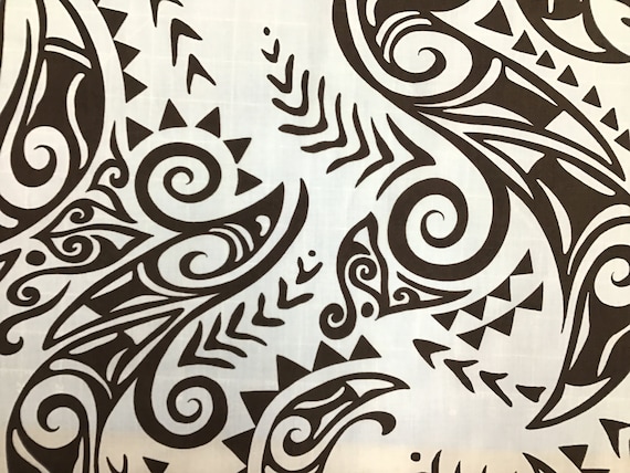 SALE Brown & Creme Tribal Hawaiian Print in Cotton Yardage | Etsy