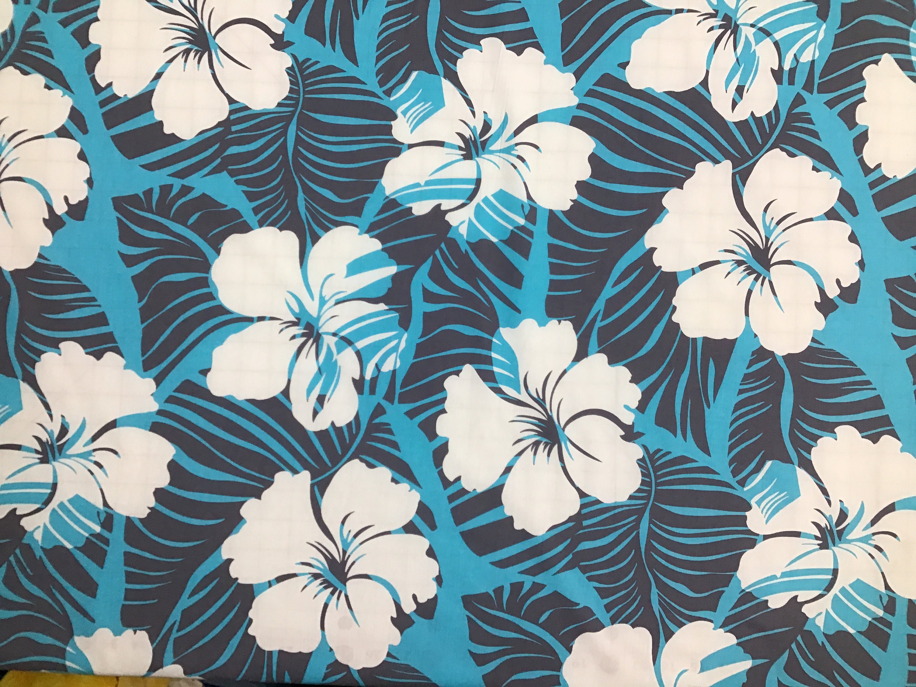 SALE! Blue Hibiscus Hawaiian Print Fabric Poly-cotton (yardage