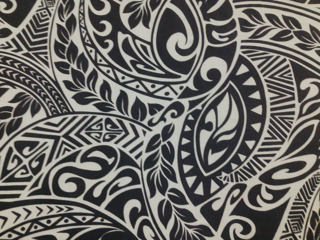 Gray and Black Classic Tribal Hawaiian Print Fabric in - Etsy