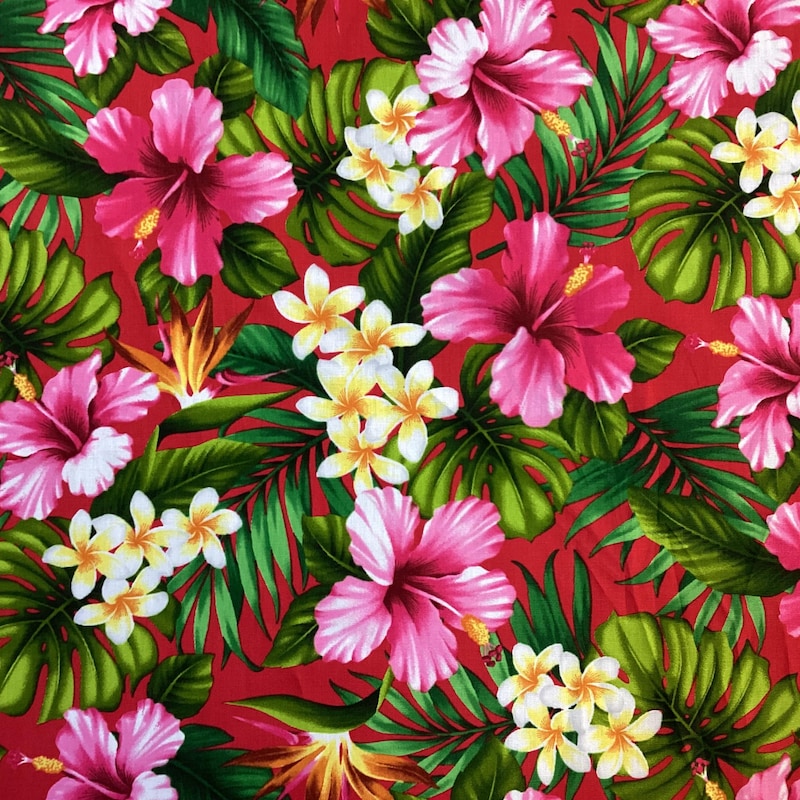Hawaiian Floral Tropical Flower Red Hibiscus Pattern Print Premium Home Slippers main image 0