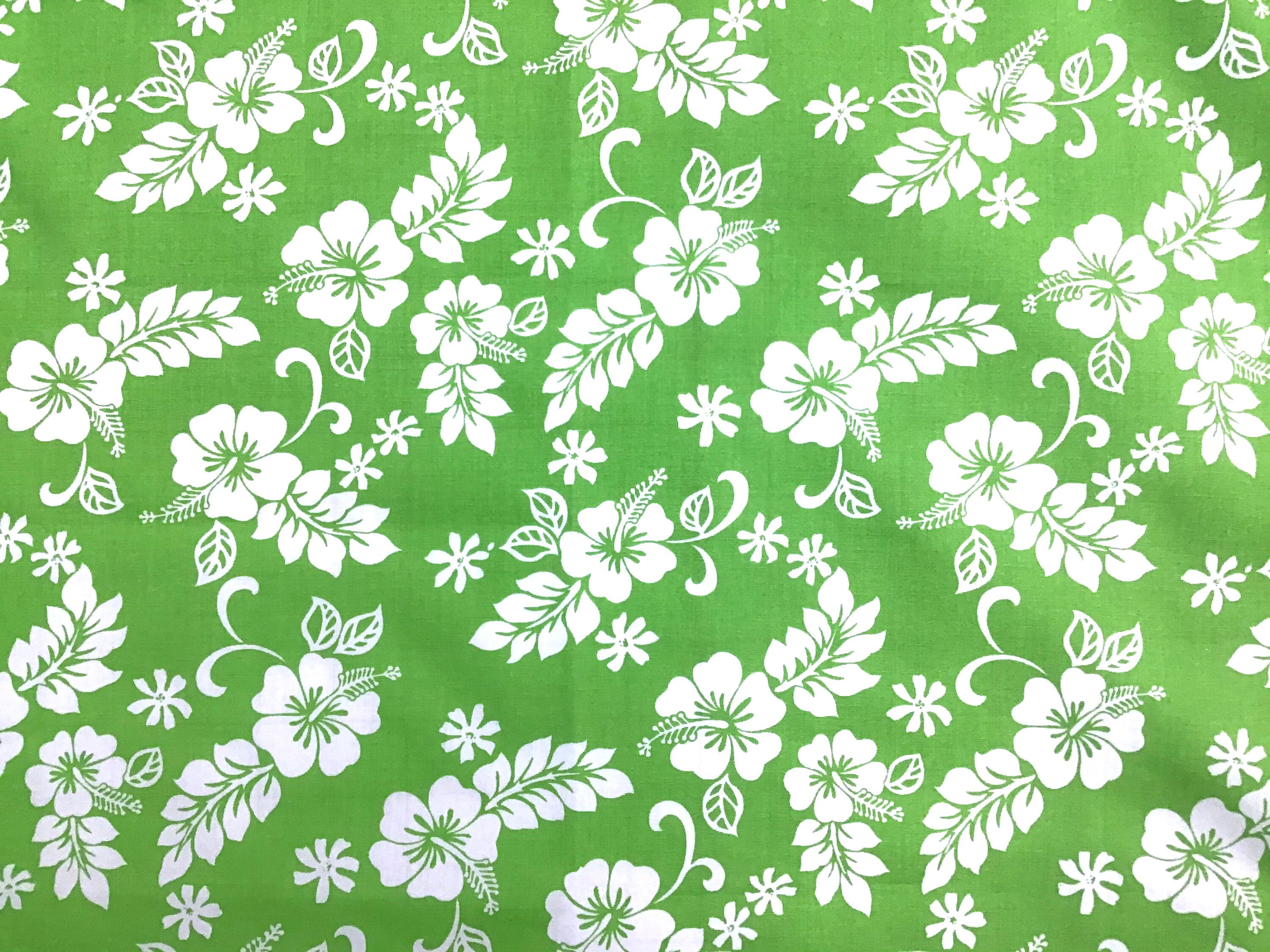 Lime Green Classic Hawaiian Print Fabric 100% Cotton Sold by the