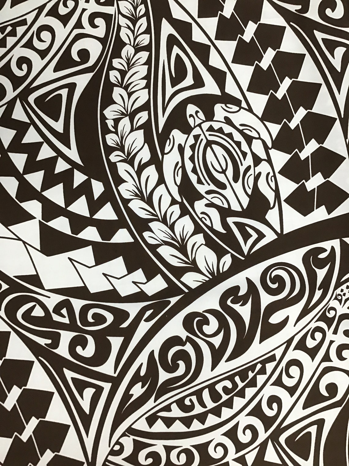 Black & White Tribal Honu Hawaiian Print in 100% cotton | Etsy