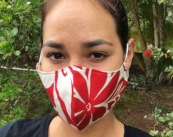 Plumeria Rosa Su Bianco Maschera Per Adulti Con Stampa Hawaiana - Foto 9