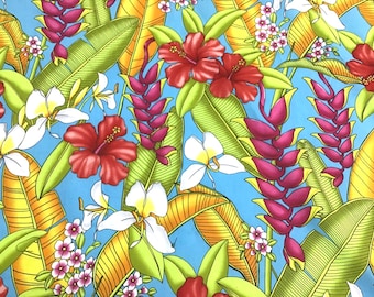 Tropical Hawaiian Print Fabric 100% Cotton Sold by the Yard