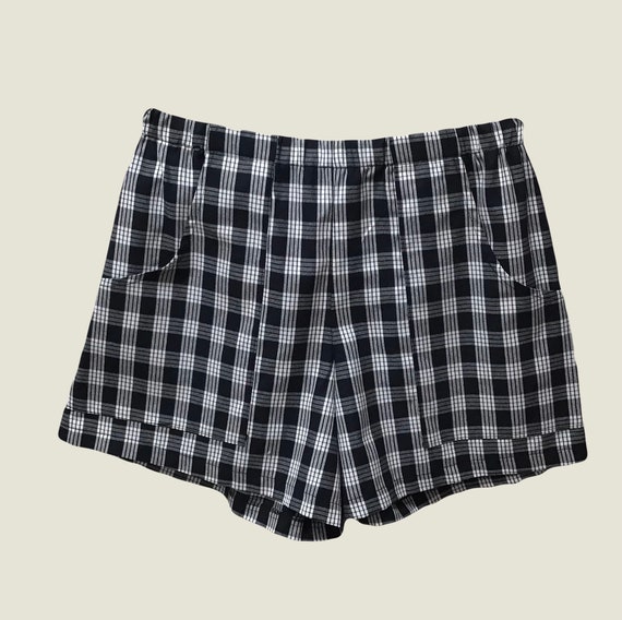 Women's High Waist Elastic Palaka Shorts with Pockets (Black Palaka in Photo Shown)