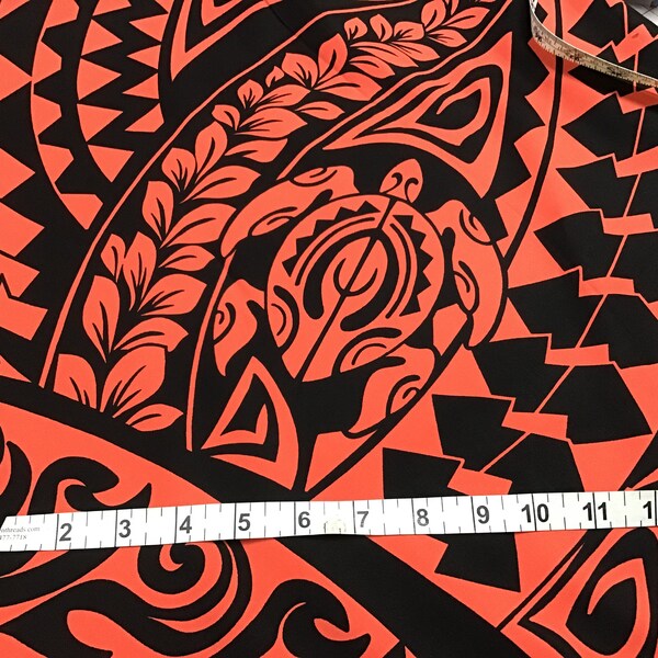 Red & Black Honu (Turtle) Tribal  Hawaiian Print in 100% Cotton  (Yardage Available)