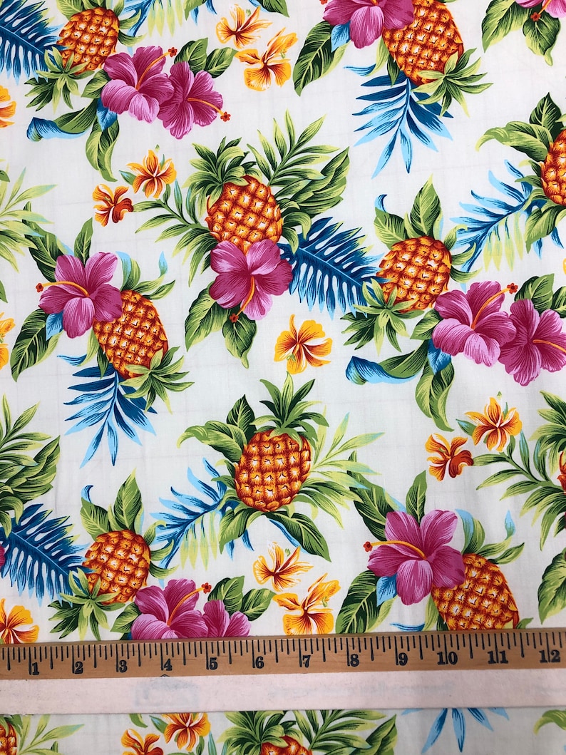 Hawaiian Print Cotton Fabric yardage Available Etsy Ireland