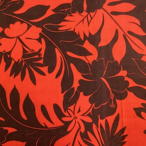 SALE! 45”  Wide Red/Black Premium Rayon Poplin Hawaiian Print Sold by the Yard (Yardage  available)