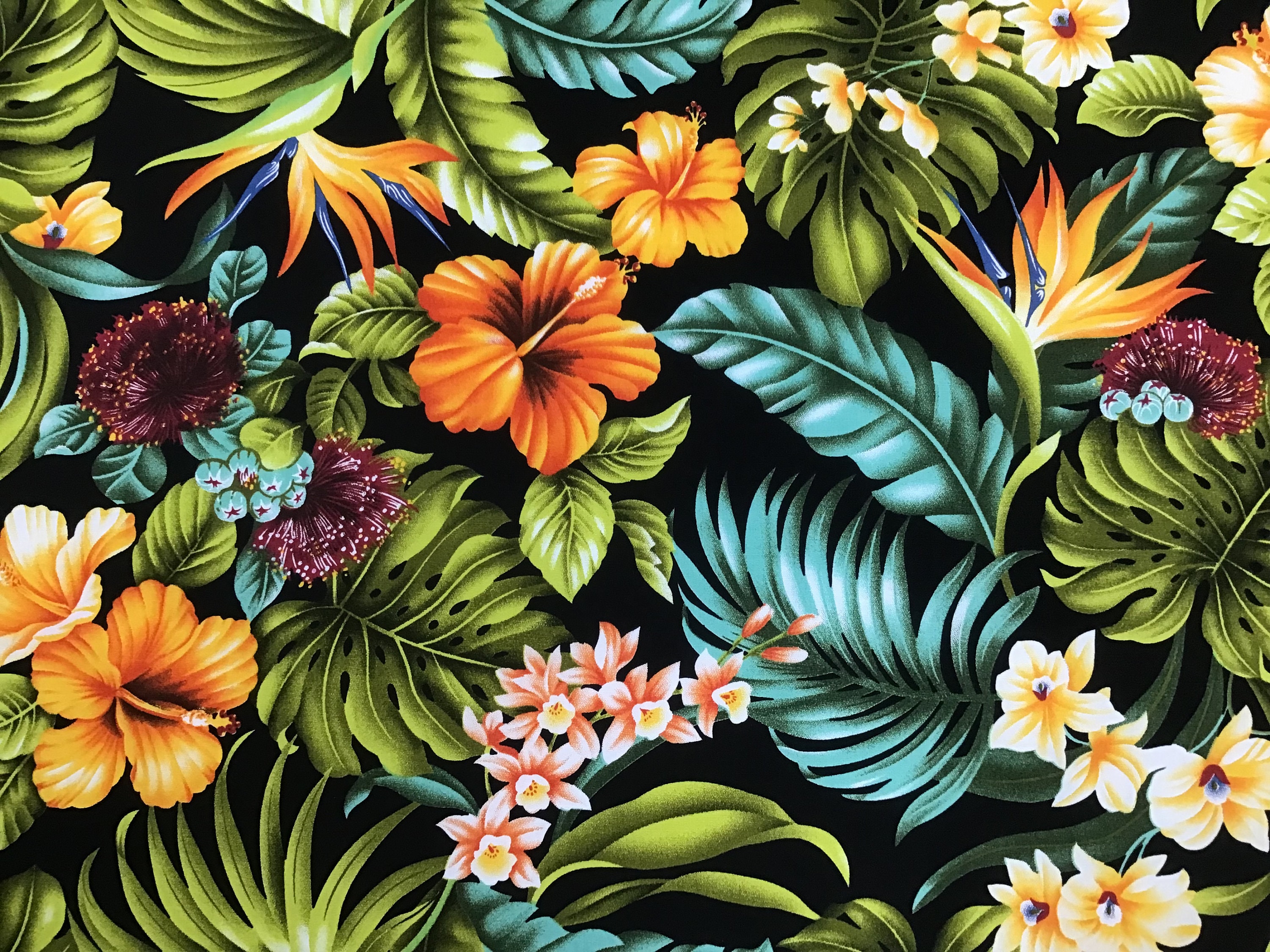 Black Background Tropical Hawaiian Print Fabric Sold by the - Etsy Black Background Tropical Hawaiian Print Fabric Sold by the - Etsy