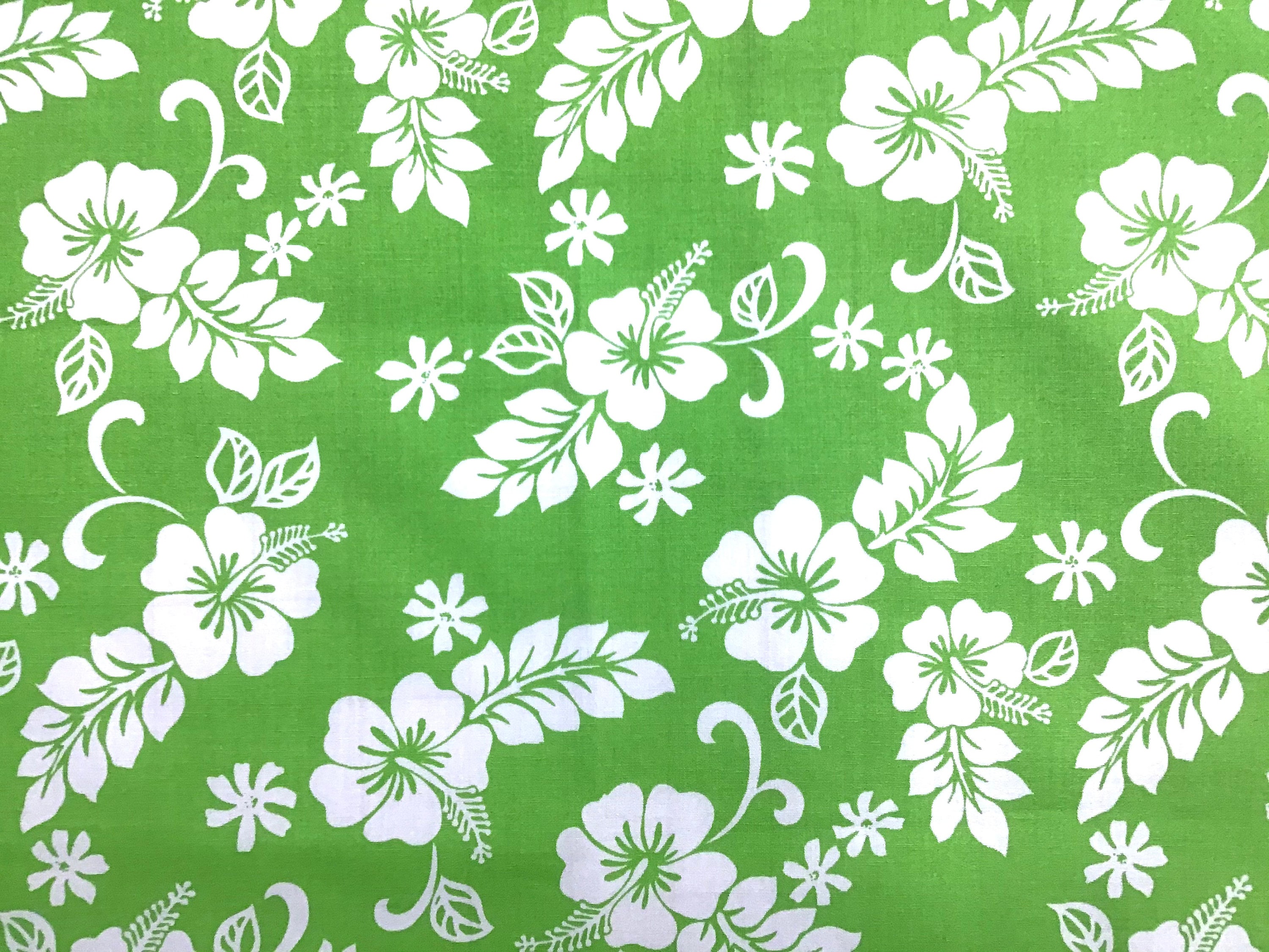Lime Green Classic Hawaiian Print Fabric 100% Cotton Sold by the
